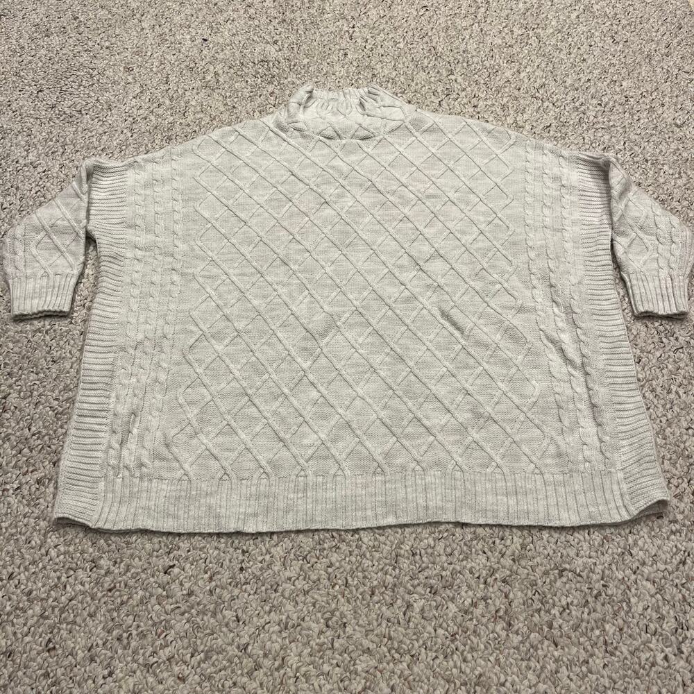 Mer Sea Mock Neck Cable Knit Sweater One Size Classic Travel Cozy Boxy Casual